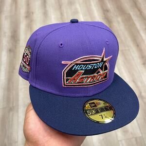 New Era Houston Astros 59FIFTY fitted hat Purple Navy size 7 1/4 B10